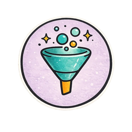 Hand-drawn funnel illustration representing qualification